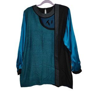 Rich Turquoise and Teal  Custom Made Fine and Raw Silk Tunic by Bonnie Durant
